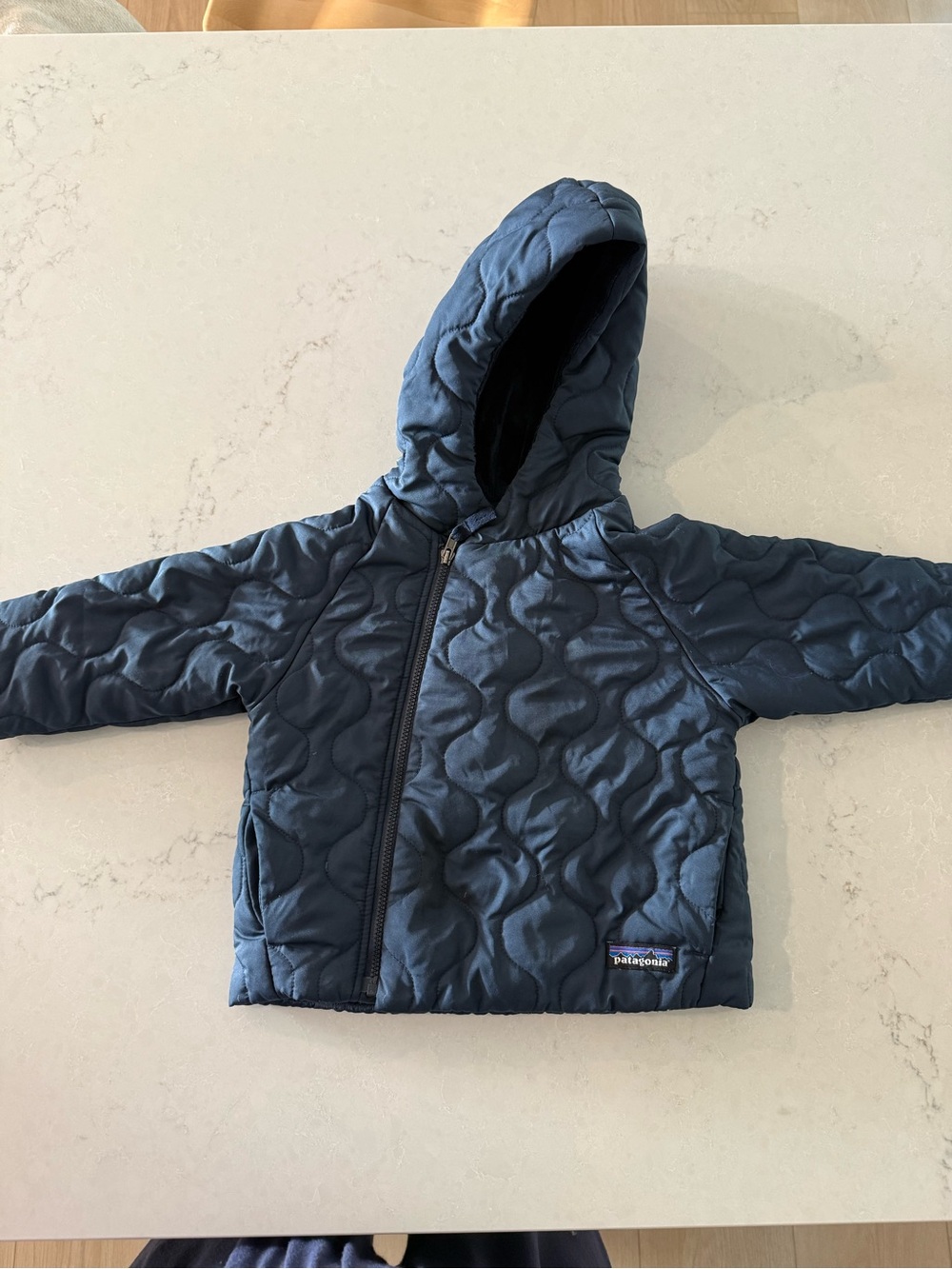 Patagonia Kids Navy Quilted Hooded Puffer Jacket